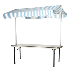 Huur houten partykraam met luifel 200x80cm