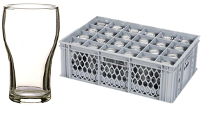 Bier- of limonadeglas stapelbaar ‘Tulp’ 28cl krat