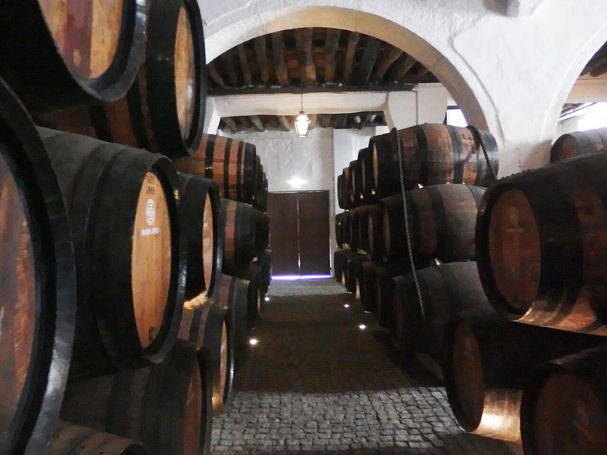 Gewelfde kelder met portvaten bij Ramos Pinto in Vila Nova de Gaia
