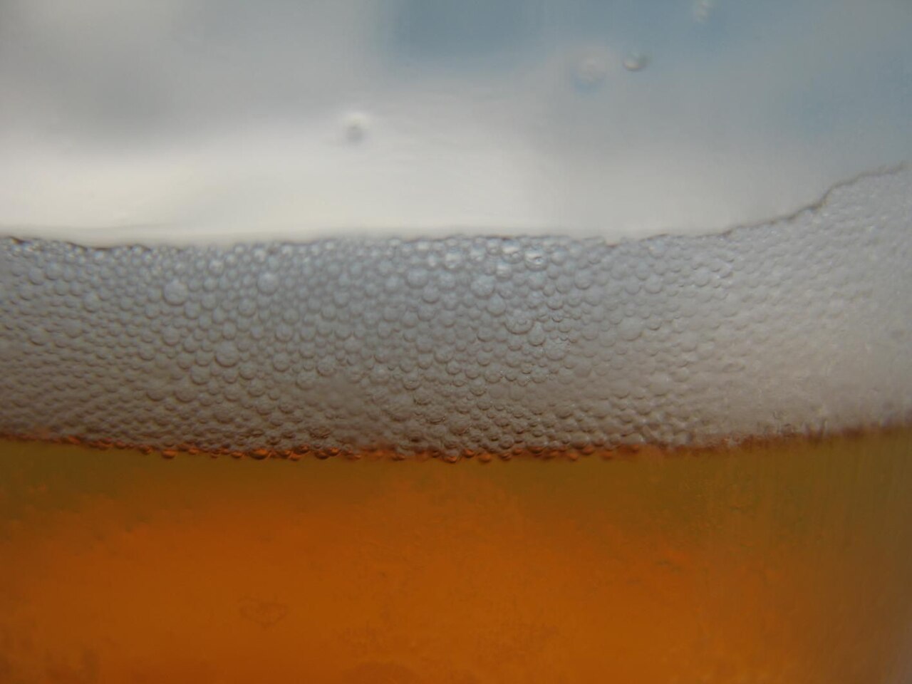 Close-up van de schuimkraag op een glas bier