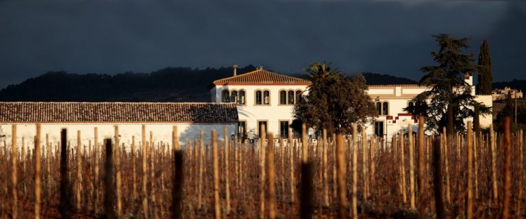 Het landhuis van Can Bas tussen de wijnstokken in de Penedès