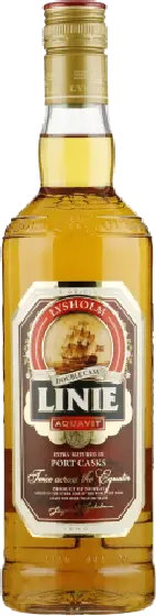 Een fles Linie, uit het schap in de winkel in Bathmen