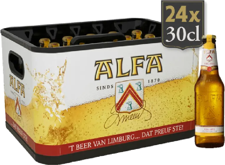 Een fles Alfa, uit het schap in de winkel in Bathmen
