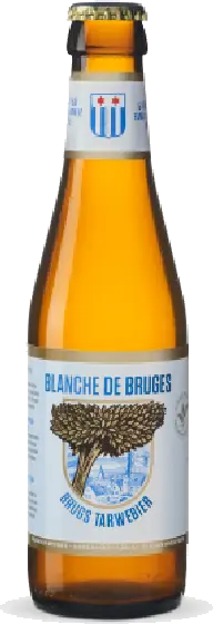 Een fles Blanche de Bruges, uit het schap in de winkel in Bathmen