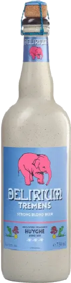 Een fles Delirium, uit het schap in de winkel in Bathmen