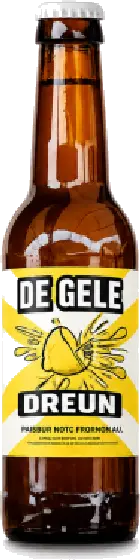Een fles Geel Gevaar, uit het schap in de winkel in Bathmen