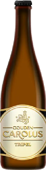 Een fles Gouden Carolus, uit het schap in de winkel in Bathmen