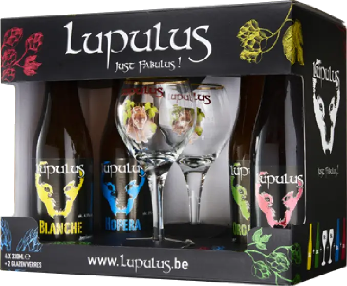 Een fles Lupulus Giftpack 4, uit het schap in de winkel in Bathmen