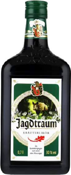 Een fles Jagdtraum, uit het schap in de winkel in Bathmen
