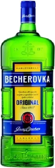 Een fles Karlsbader, uit het schap in de winkel in Bathmen