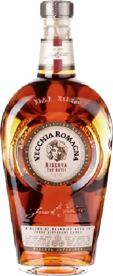 Een fles Vecchia Romagna, uit het schap in de winkel in Bathmen