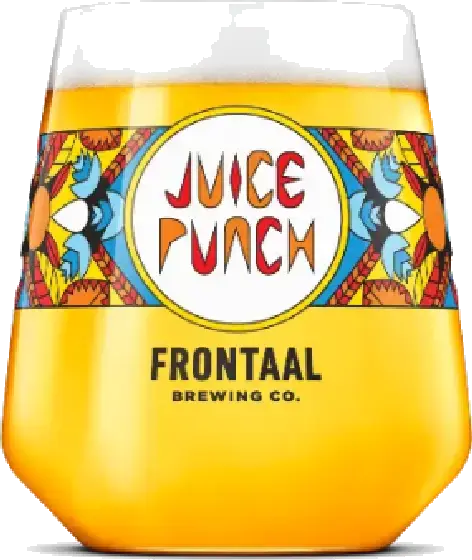 Een glas van Brouwerij Frontaal, uit het schap in de winkel in Bathmen