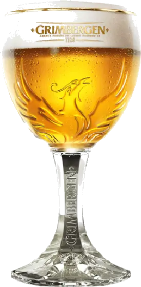 Een glas van Grimbergen, uit het schap in de winkel in Bathmen