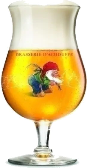Een glas van La Chouffe bierbokaal, uit het schap in de winkel in Bathmen