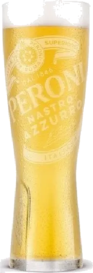 Een glas van Peroni, uit het schap in de winkel in Bathmen