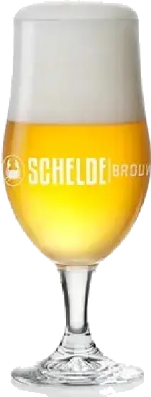 Een glas van Scheldebrouwerij, uit het schap in de winkel in Bathmen