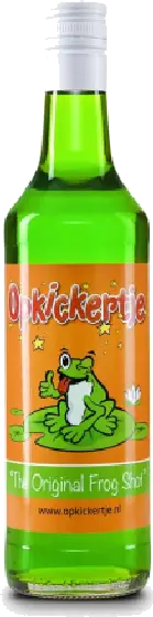 Een fles Opkickertje, uit het schap in de winkel in Bathmen