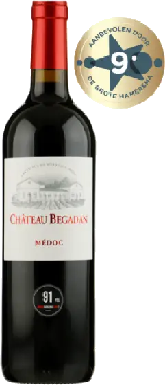 Een fles Château Bégadan, uit het schap in de winkel in Bathmen