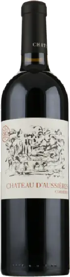 Een fles Chateau d’Aussieres, uit het schap in de winkel in Bathmen