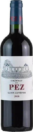 Een fles Château de Pez, uit het schap in de winkel in Bathmen