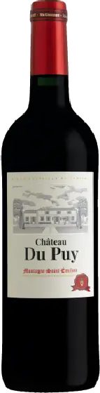 Een fles Château du Puy, uit het schap in de winkel in Bathmen