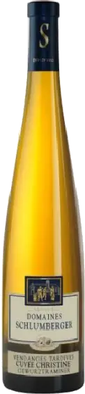 Een fles Domaines Schlumberger, uit het schap in de winkel in Bathmen