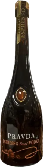 Een fles Pravda, uit het schap in de winkel in Bathmen