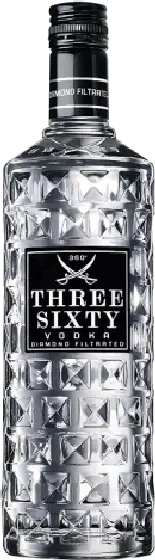 Een fles Three Sixty, uit het schap in de winkel in Bathmen