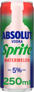 Pre-mix Absolut Vodka & Sprite Watermelon Blik van Absolut, bij slijterij ’t Bockje in Bathmen