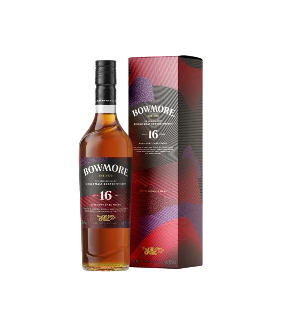 Bowmore 16 Years Ruby Port Cask Finish, fles bij slijterij t Bockje in Bathmen