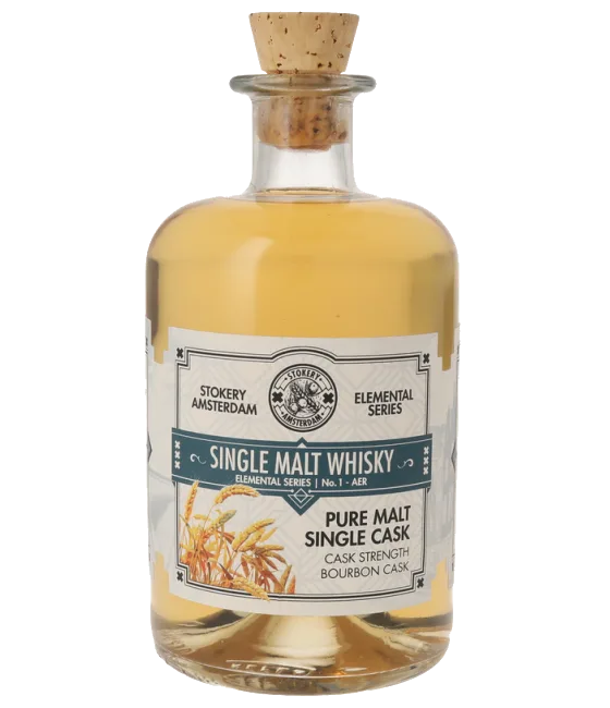 Stokery Amsterdam Elemental Series No.1 Single Malt Whisky, fles bij slijterij t Bockje in Bathmen