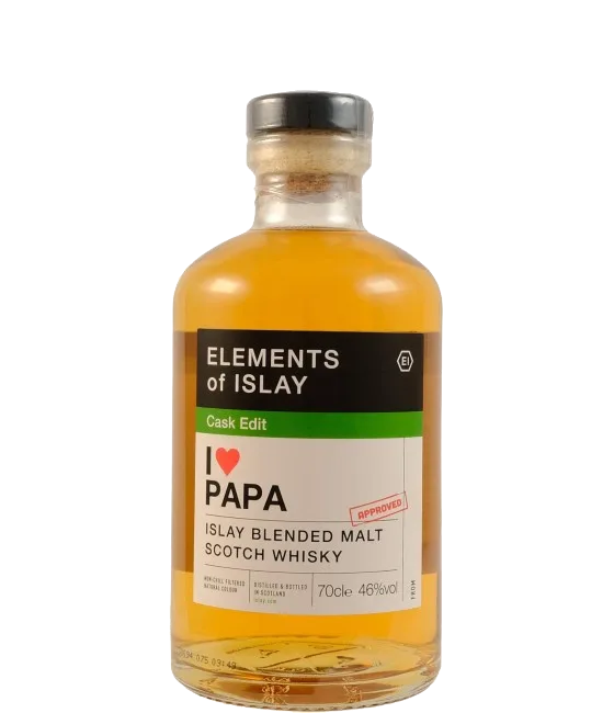 Elements of Islay Cask Edit I Love Papa 2023, fles bij slijterij t Bockje in Bathmen
