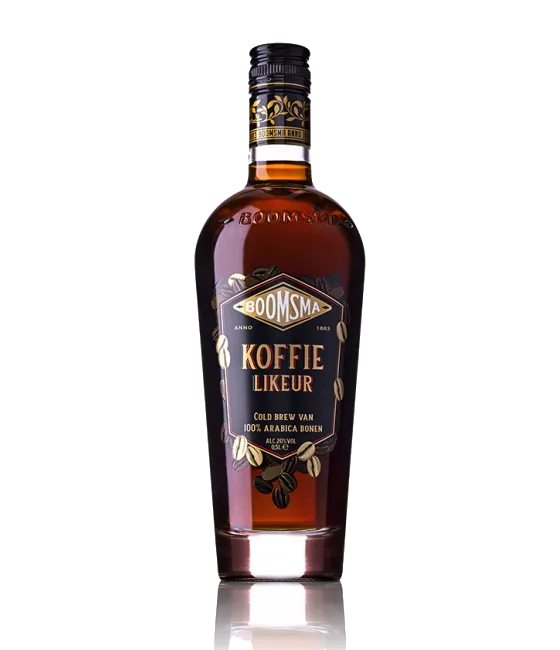 Boomsma Koffielikeur, fles bij slijterij t Bockje in Bathmen