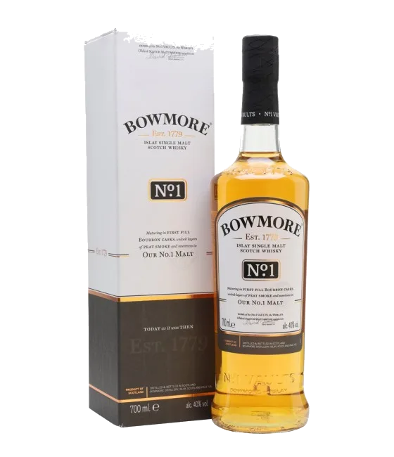Bowmore No. 1 Islay Single Malt Whisky, fles bij slijterij t Bockje in Bathmen