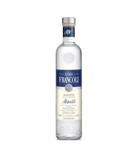 Francoli Grappa Moscato, fles bij slijterij t Bockje in Bathmen