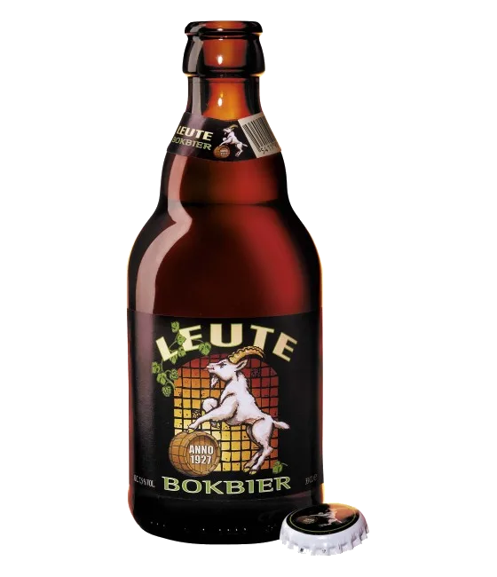 Leute Bokbier, fles bij slijterij t Bockje in Bathmen