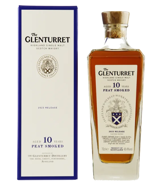 Glenturret 10 Years Old Peat Smoked 2023, fles bij slijterij t Bockje in Bathmen