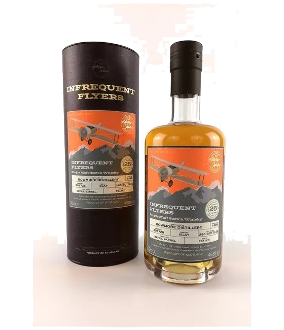 Infrequent Flyers 1998 Bowmore 25 Years Old, fles bij slijterij t Bockje in Bathmen