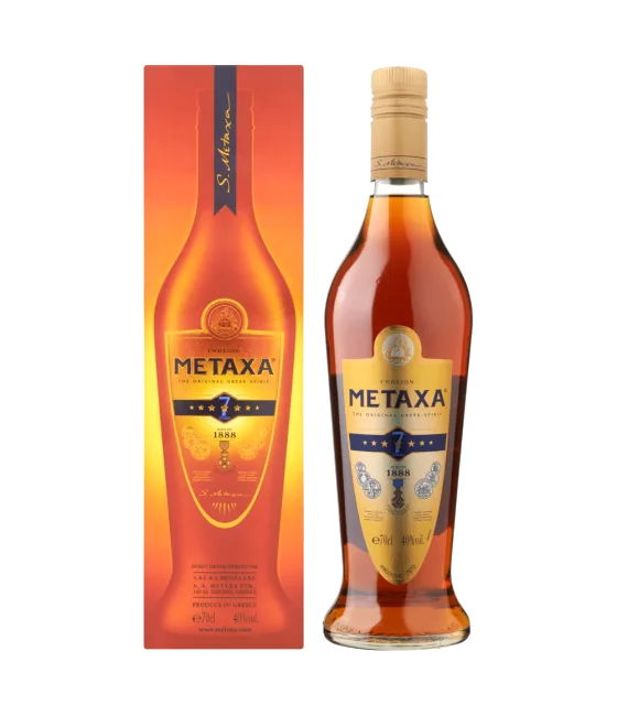 Metaxa Brandy 7 sterren, fles bij slijterij t Bockje in Bathmen