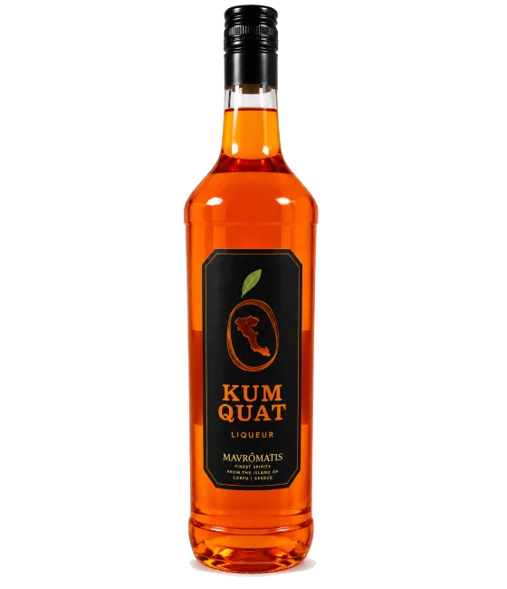 Mavrómatis Kum Quat Liqueur, fles bij slijterij t Bockje in Bathmen
