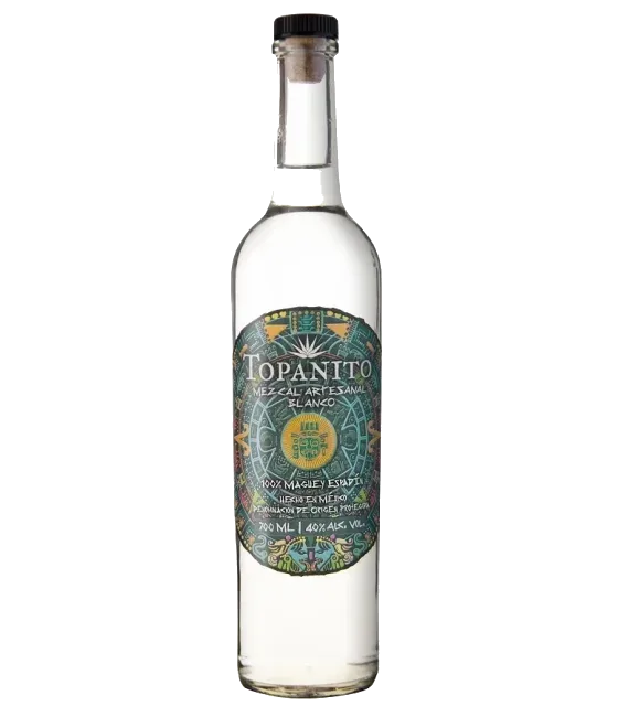 Topanito Mezcal Artesanal Blanco, fles bij slijterij t Bockje in Bathmen