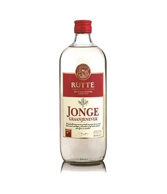 Rutte Jonge Graanjenever, fles bij slijterij t Bockje in Bathmen