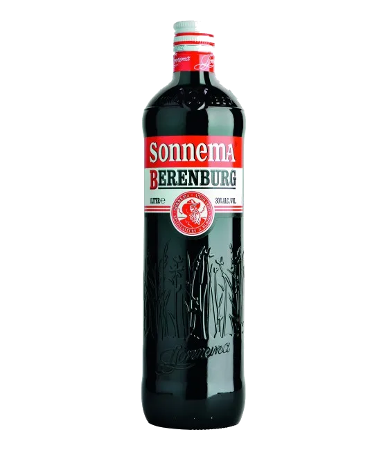 Sonnema Berenburg, fles bij slijterij t Bockje in Bathmen