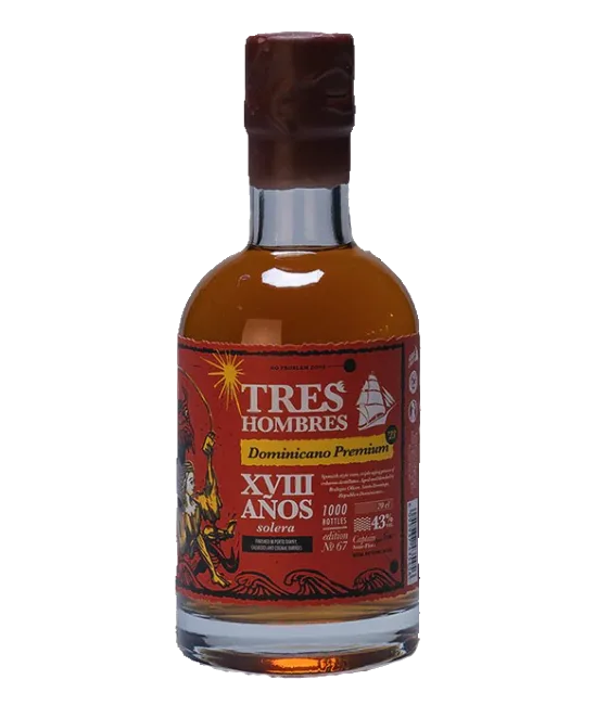 Tres Hombres Rum Ed. 67 Dominicaanse Republiek XVIII mini, fles bij slijterij t Bockje in Bathmen