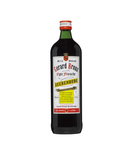 Brons beerenburg, fles bij slijterij t Bockje in Bathmen