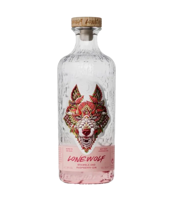BrewDog Lonewolf Bramble & Raspberry Gin, fles bij slijterij t Bockje in Bathmen