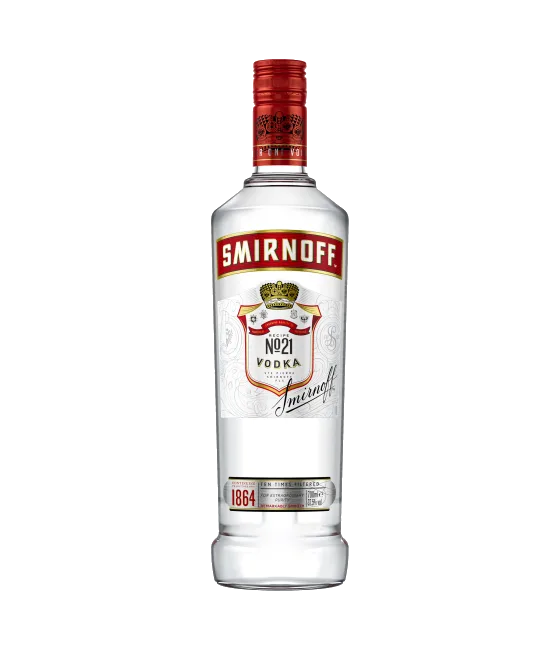 Smirnoff Vodka Red, fles bij slijterij t Bockje in Bathmen