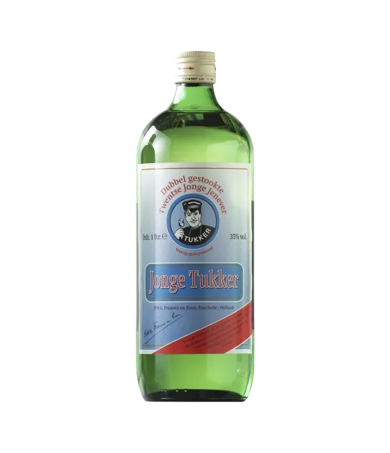 Tukker Jonge Jenever, fles bij slijterij t Bockje in Bathmen