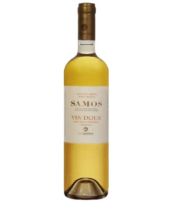 Samos Vin Doux AOC d’orgine, fles bij slijterij t Bockje in Bathmen