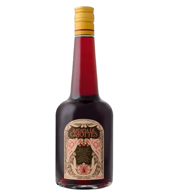 Nusbaumer Ratafia de Griottes, fles bij slijterij t Bockje in Bathmen